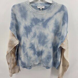 Michael Stars Blue Tan‎ Tie Dye Cotton Sweater – Size M Colorblock Crop Pullover